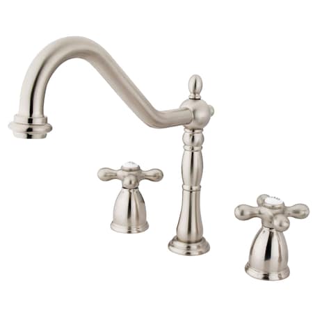 Kingston Brass Widespread Kitchen Faucet, Brushed Nickel KB1798AXLS
